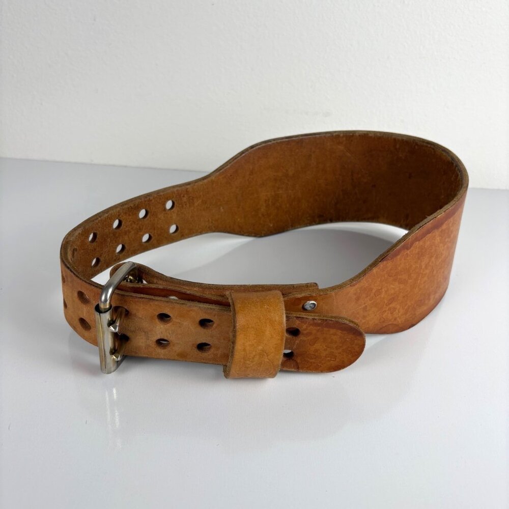 Atlus Vintage Leather Weightlifting Belt Medium 28-34 Adjustable Durable Gym